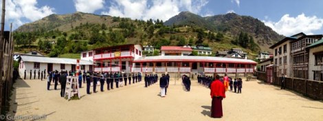Seconndary School in Junbesi - morning roll call